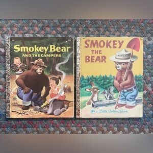 (2) Little Golden Books Smokey The Bear & Smokey Bear And The Campers 1971